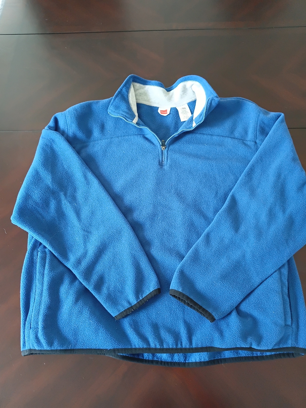 Hanes Men's Navy Blue 1/4-Zip Moxk Neck Fleece Pullover Sweatshirt Size Large